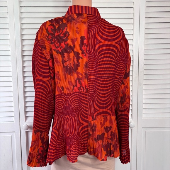 MILANO Orange Abstract Print Orange Button Down Blouse Size XL - Picture 8 of 8
